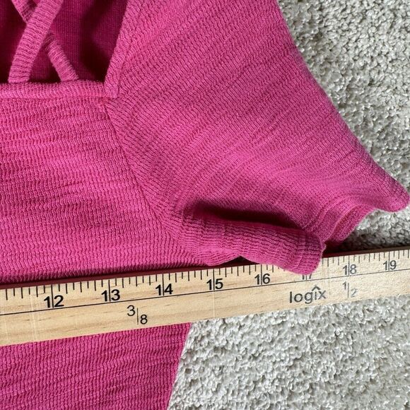 N Philanthropy Irene Bodysuit NWT Small Pink Ribbed Cutout Short Sleeve Crew - Picture 7 of 12
